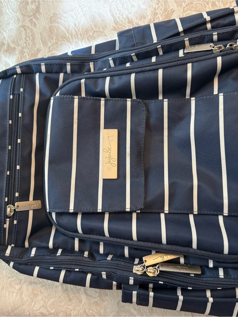 jujube Navy Striped Diaper Bag Backpack GUC